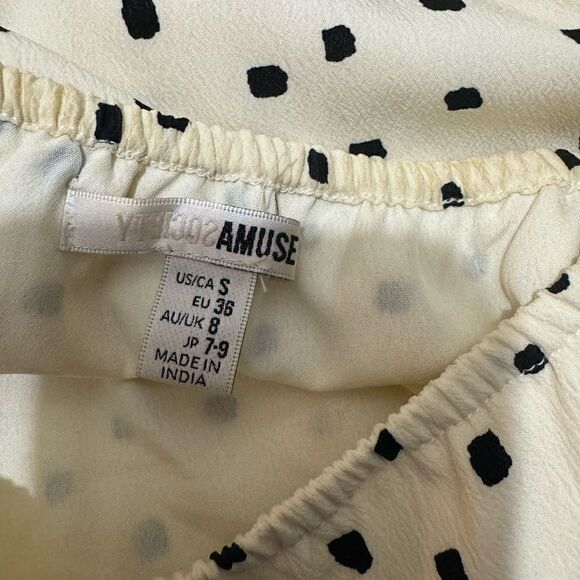 Amuse Society Sweeter Than You Cream Polka Dot Off-the-Shoulder Midi Dress Sz S - Picture 12 of 12